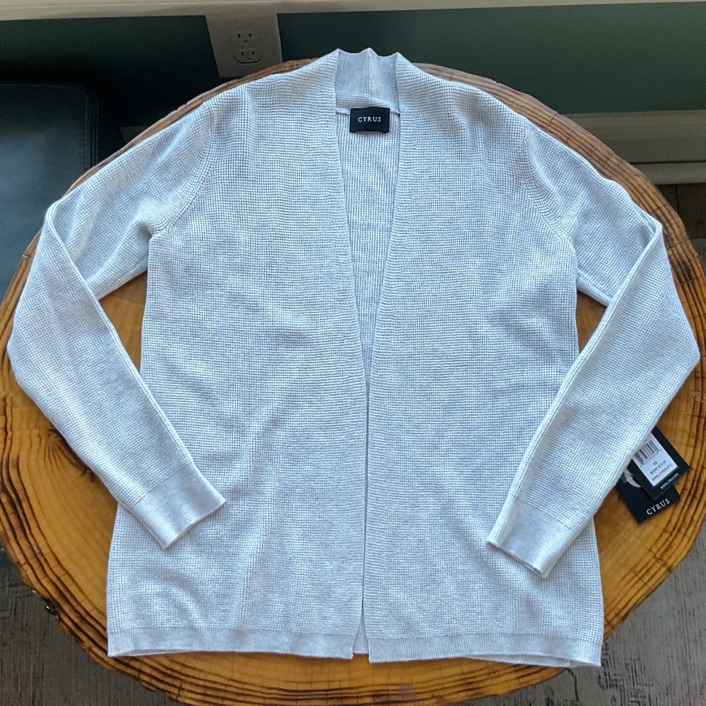 Cyrus Open Front Waffle Textured Cardigan Sweater NWT
